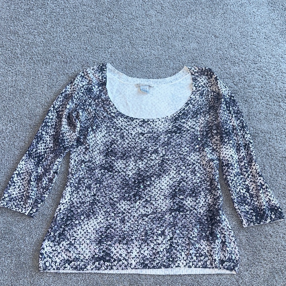 Alberto Makali Black and White Patterned Sweater with sequin’s